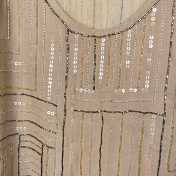 Guess Vintage Sleeveless Sequin Scoop Neck Nude Tank Top Small - Picture 5 of 7
